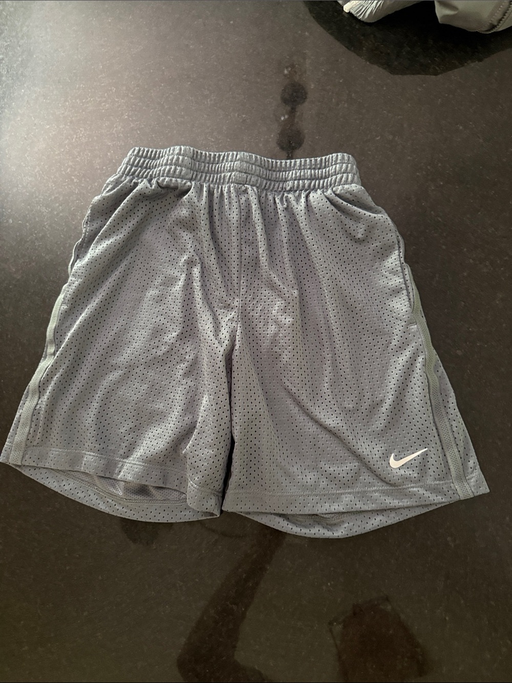 Nike Youth Grey Athletic Mesh Shorts with Swoosh